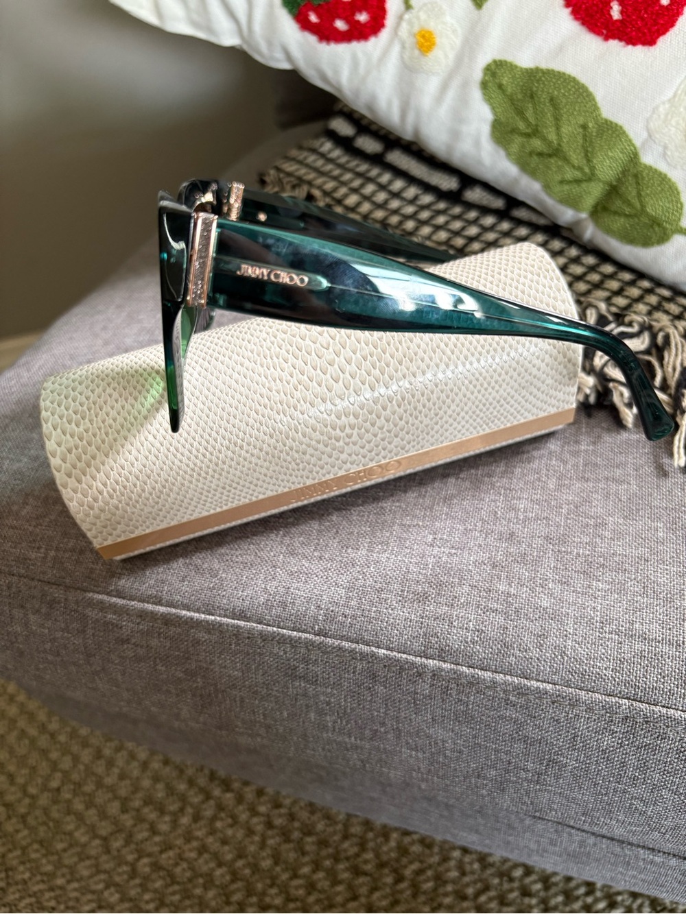 Jimmy Choo Dark Green Oversized Square Sunglasses - Picture 2 of 5